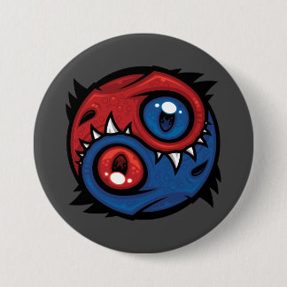 Red and Blue Yin Yang Dragons Button