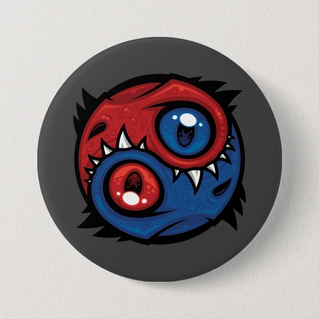 Red and Blue Yin Yang Dragons Button (Front)