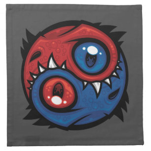 Red and Blue Yin Yang Dragons Cloth Napkin