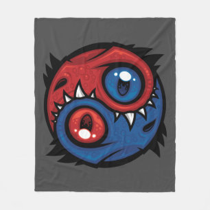 Red and Blue Yin Yang Dragons Fleece Blanket