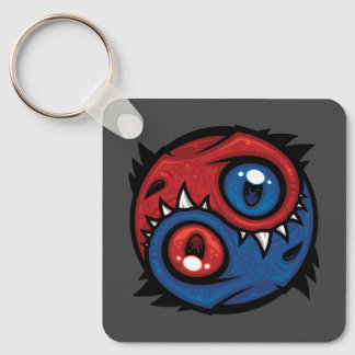 Red and Blue Yin Yang Dragons Keychain