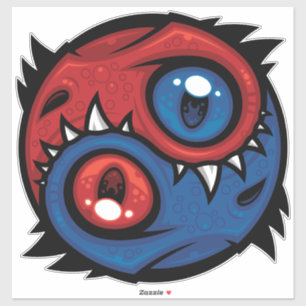 Red and Blue Yin Yang Dragons Sticker