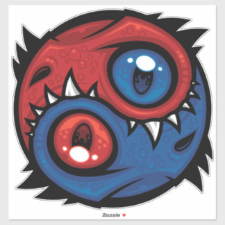 Red and Blue Yin Yang Dragons Sticker