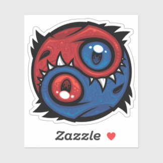 Red and Blue Yin Yang Dragons Sticker