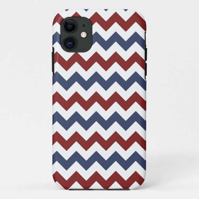 Red and Blue Zig Zag Pattern Case-Mate iPhone Case (Back)