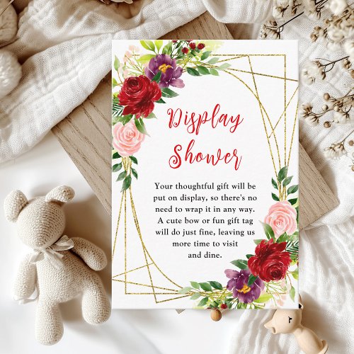 Red and Blush Pink Floral Baby Display Shower Enclosure Card