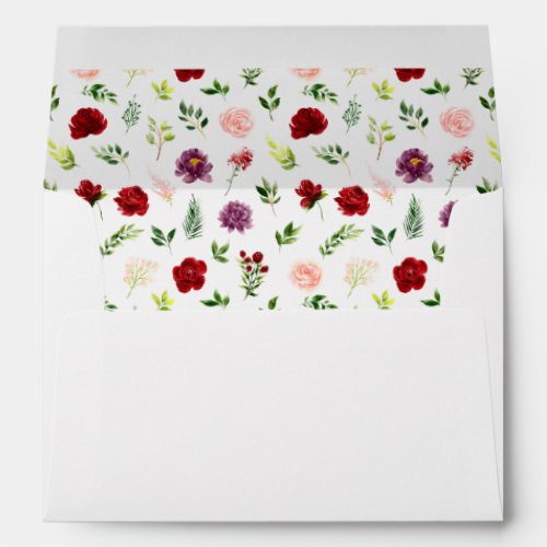 Red and Blush Pink Floral Envelope