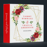 Red and Blush Pink Floral Wedding Photo Album 3 Ring Binder<br><div class="desc">This beautiful and elegant wedding binder features watercolor burgundy red,  blush pink and purple flowers with foliage on a gold geometric frame. The text combines handwritten script and serif fonts for a stylish and modern look. This is perfect as a party planner,  photo album or guest book.</div>