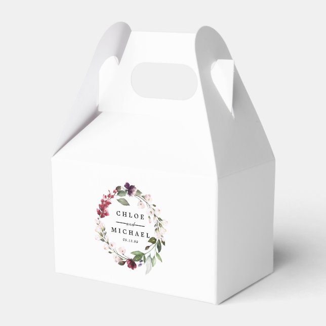 Red and Blush Pink Floral Wreath Favor Boxes (Back Side)
