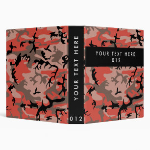 Red and Brown Camo, Camouflage, Military, Army 3 Ring Binder