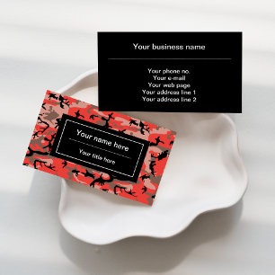 Red and Brown Camo, Camouflage, Military, Army Business Card