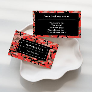 Red and Brown Camo, Camouflage, Military, Army Business Card