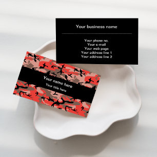 Red and Brown Camo, Camouflage, Military, Army Business Card