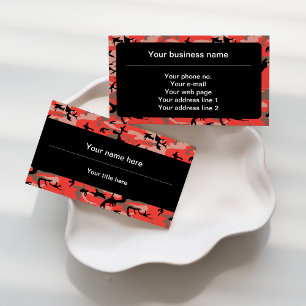 Red and Brown Camo, Camouflage, Military, Army Business Card