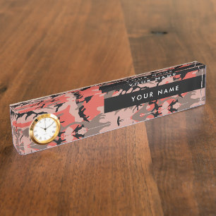 Red and Brown Camo, Camouflage, Military, Army Desk Name Plate
