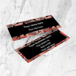 Red and Brown Camo, Camouflage, Military, Army Mini Business Card