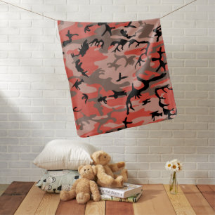 Red and Brown Camouflage, Military, Army Baby Blanket