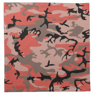 Red and Brown Camouflage, Military, Army Cloth Napkin