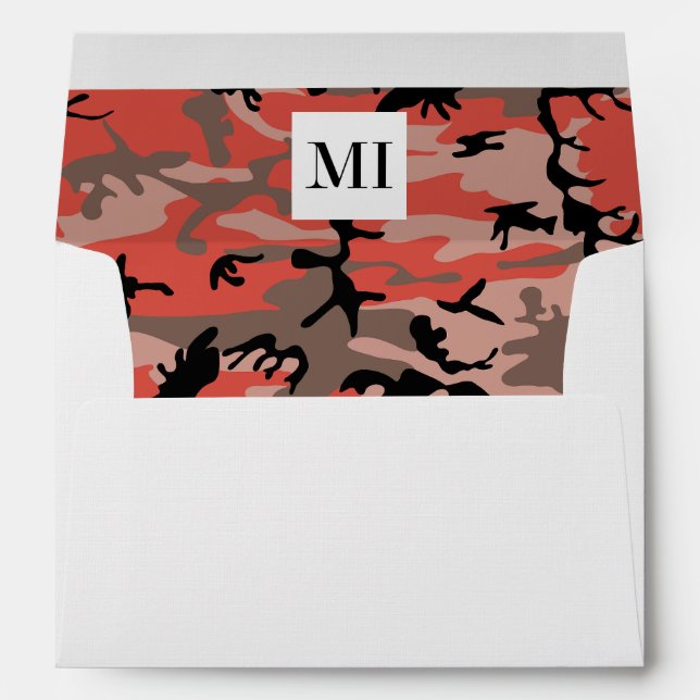 Red and Brown Camouflage, Military, Army Envelope (Back (Bottom))