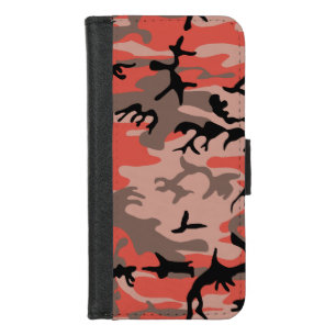 Red and Brown Camouflage, Military, Army iPhone 8/7 Wallet Case
