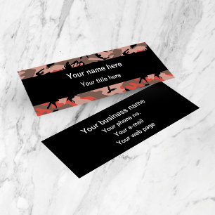 Red and Brown Camouflage, Military, Army Mini Business Card