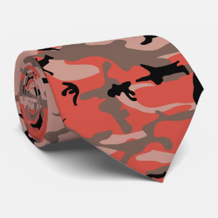 Red and Brown Camouflage, Military, Army Neck Tie
