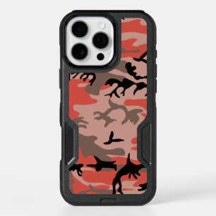 Red and Brown Camouflage, Military, Army iPhone 16 Pro Max Case