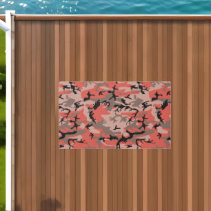 Red and Brown Camouflage, Military, Army Outdoor Rug