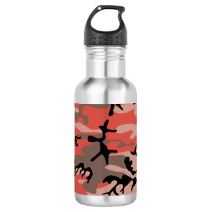 Red and Brown Camouflage, Military, Army Stainless Steel Water Bottle