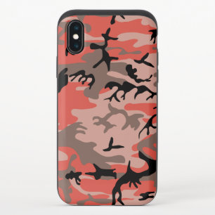 Red and Brown Camouflage, Military, Army iPhone XS Slider Case