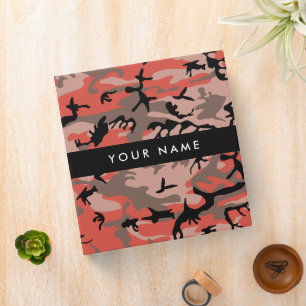Red and Brown Camouflage Your name Personalize 3 Ring Binder