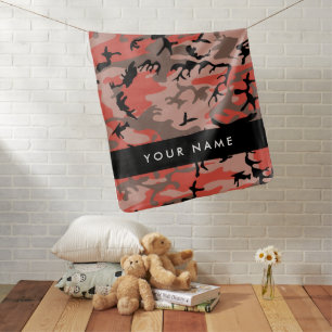 Red and Brown Camouflage Your name Personalize Baby Blanket