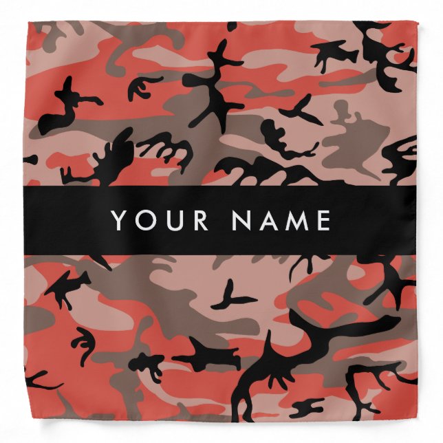 Red and Brown Camouflage Your name Personalize Bandana (Front)