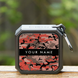 Red and Brown Camouflage Your name Personalize Bluetooth Speaker