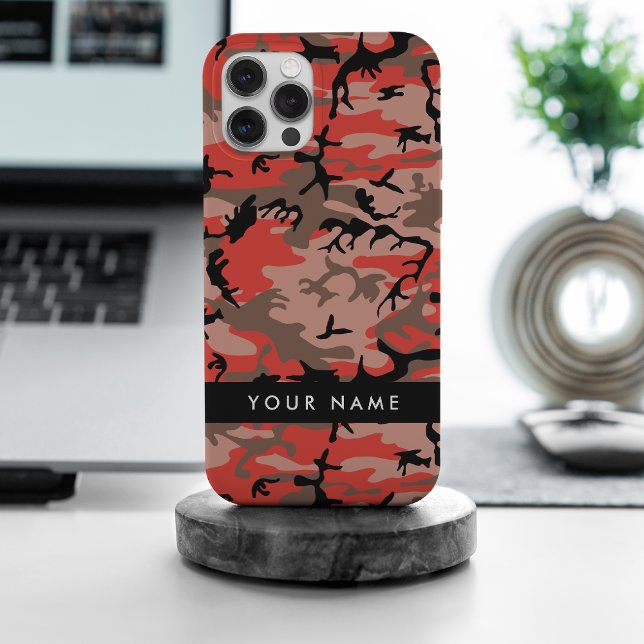 Red and Brown Camouflage Your name Personalize Case-Mate iPhone Case (Creator Uploaded)
