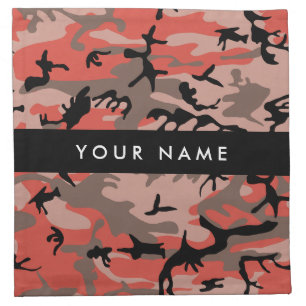 Red and Brown Camouflage Your name Personalize Cloth Napkin