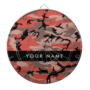Red and Brown Camouflage Your name Personalize Dart Board