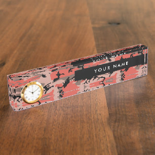 Red and Brown Camouflage Your name Personalize Desk Name Plate