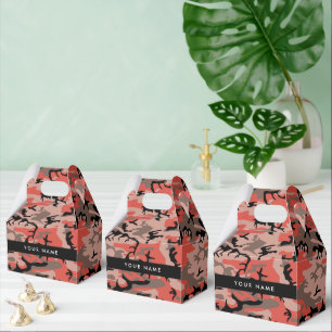 Red and Brown Camouflage Your name Personalize Favor Boxes