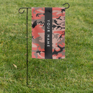 Red and Brown Camouflage Your name Personalize Garden Flag