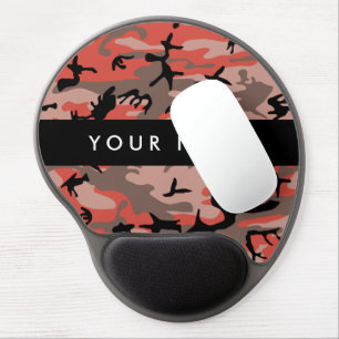 Red and Brown Camouflage Your name Personalize Gel Mouse Pad