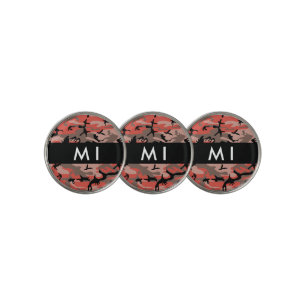 Red and Brown Camouflage Your name Personalize Golf Ball Marker