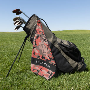 Red and Brown Camouflage Your name Personalize Golf Towel