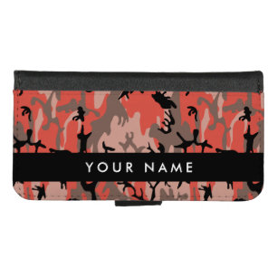 Red and Brown Camouflage Your name Personalize iPhone 8/7 Wallet Case