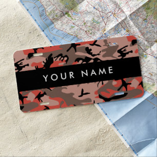 Red and Brown Camouflage Your name Personalize License Plate