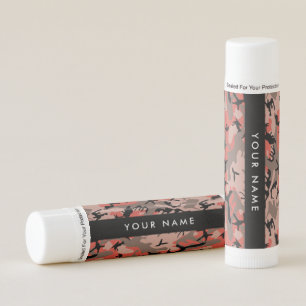 Red and Brown Camouflage Your name Personalize Lip Balm