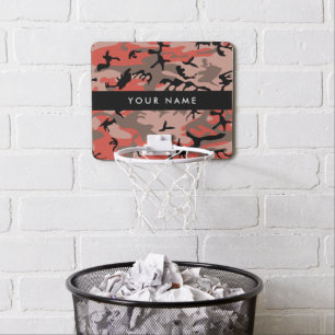 Red and Brown Camouflage Your name Personalize Mini Basketball Hoop