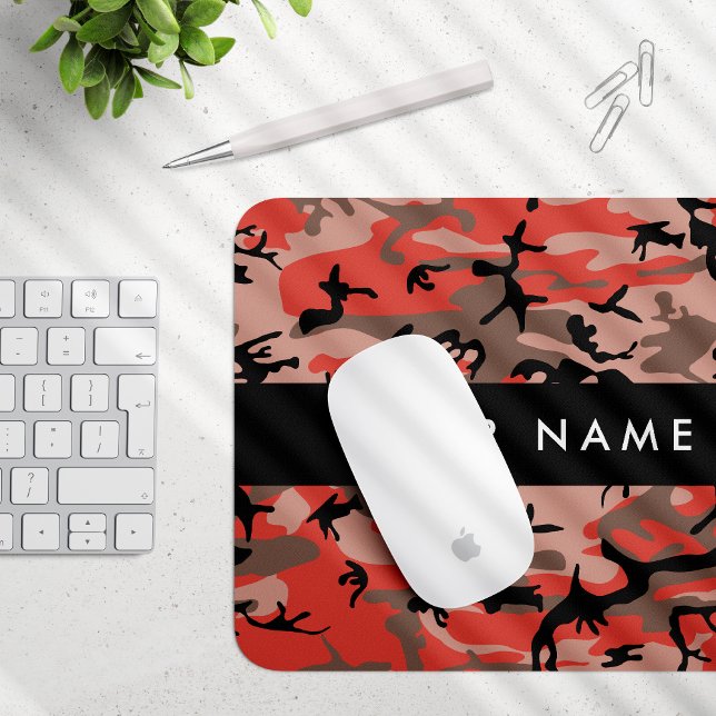 Red and Brown Camouflage Your name Personalize Mouse Pad (Creator Uploaded)