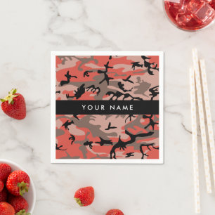 Red and Brown Camouflage Your name Personalize Napkins