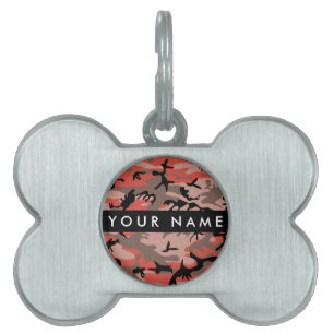 Red and Brown Camouflage Your name Personalize Pet ID Tag